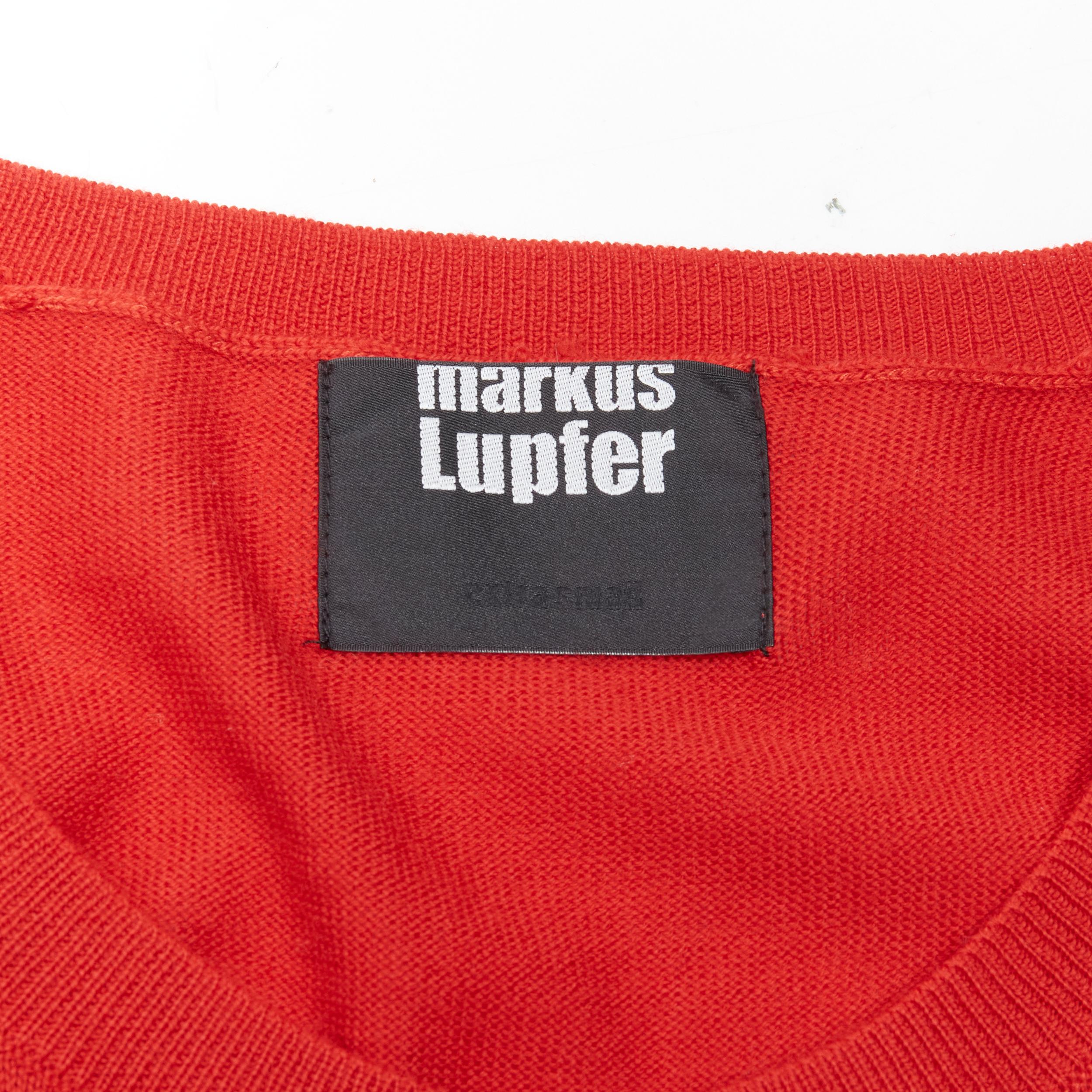 MARKUS LUPFER comic eyes sequins red pullover sweater XS For Sale 3