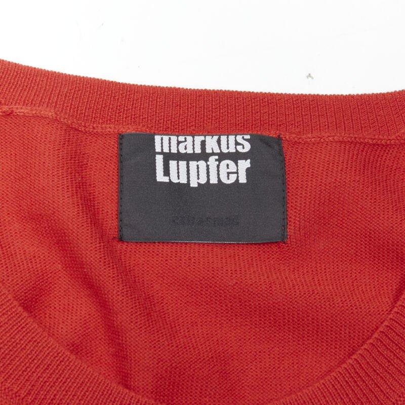 MARKUS LUPFER comic eyes sequins red pullover sweater XS 4
