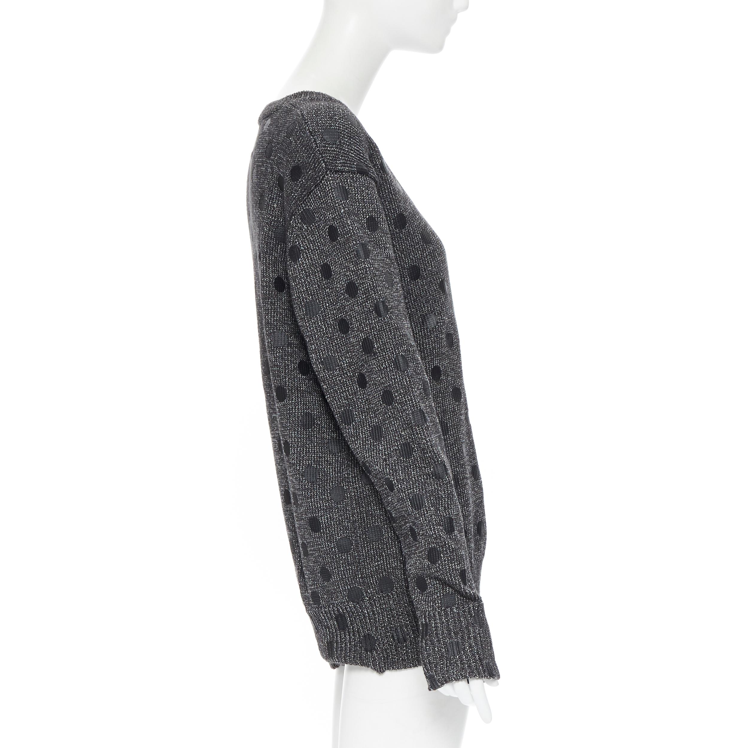 MARKUS LUPFER cotton blend knit grey polka dot printed oversized sweater L In Excellent Condition For Sale In Hong Kong, NT