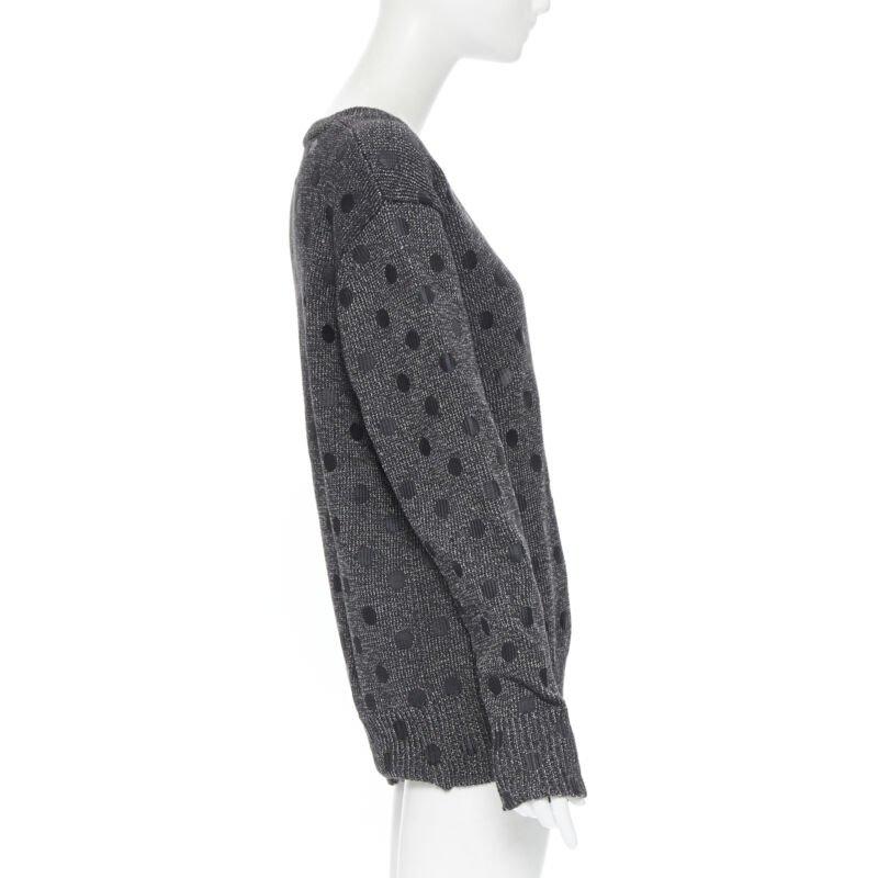 MARKUS LUPFER pull surdimensionné en tricot de coton mélangé gris à pois imprimés L Excellent état - En vente à Hong Kong, NT