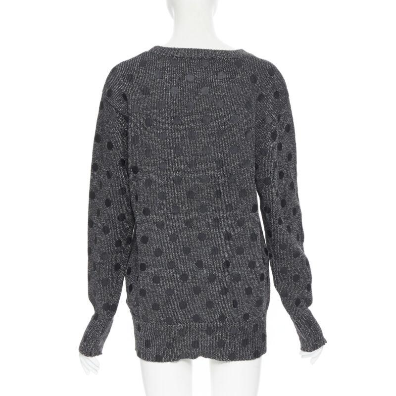 MARKUS LUPFER pull surdimensionné en tricot de coton mélangé gris à pois imprimés L Pour femmes en vente
