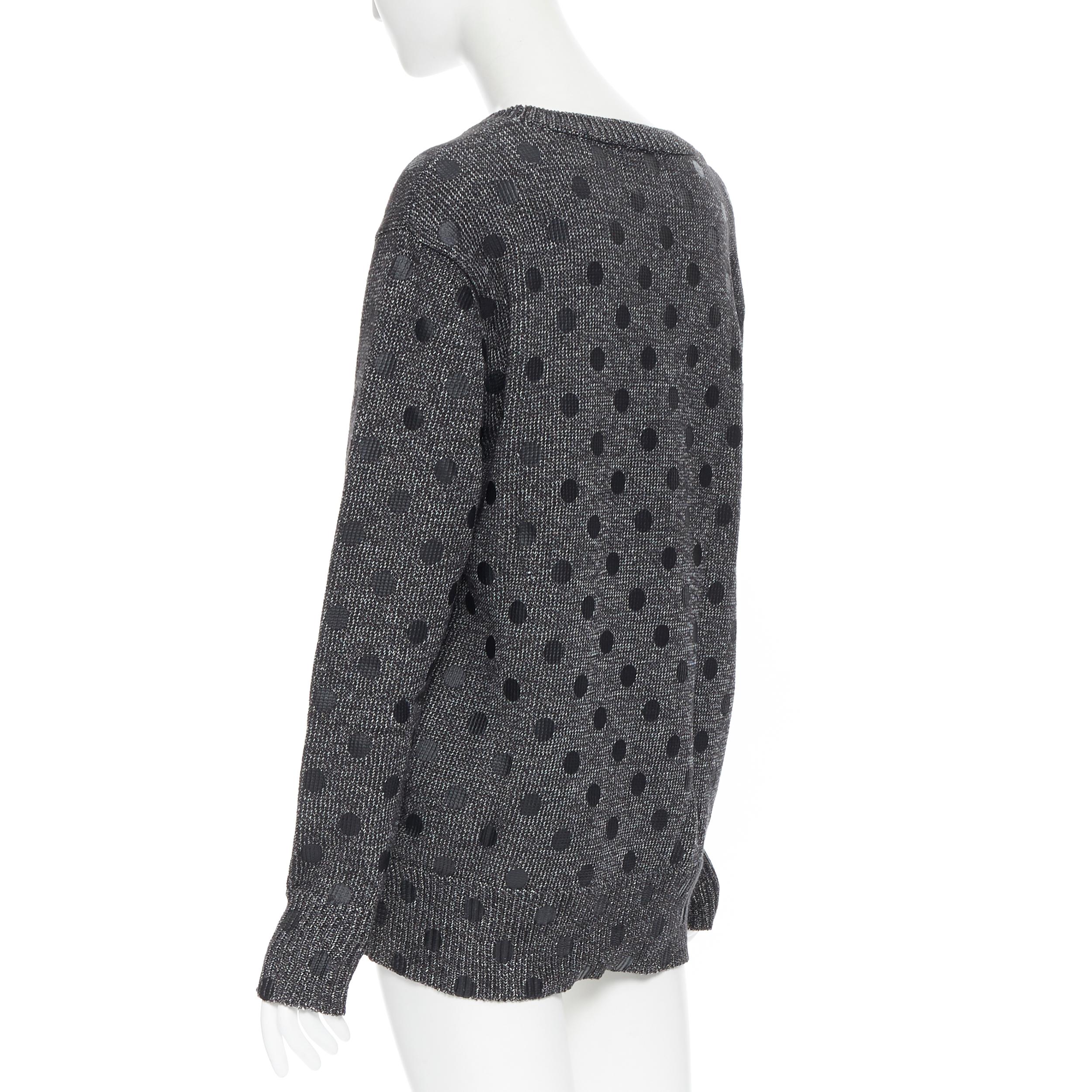 MARKUS LUPFER cotton blend knit grey polka dot printed oversized sweater L For Sale 1