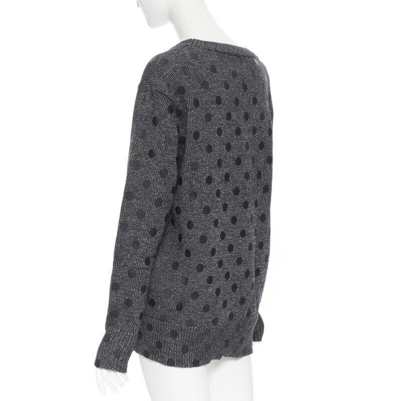 MARKUS LUPFER pull surdimensionné en tricot de coton mélangé gris à pois imprimés L en vente 1