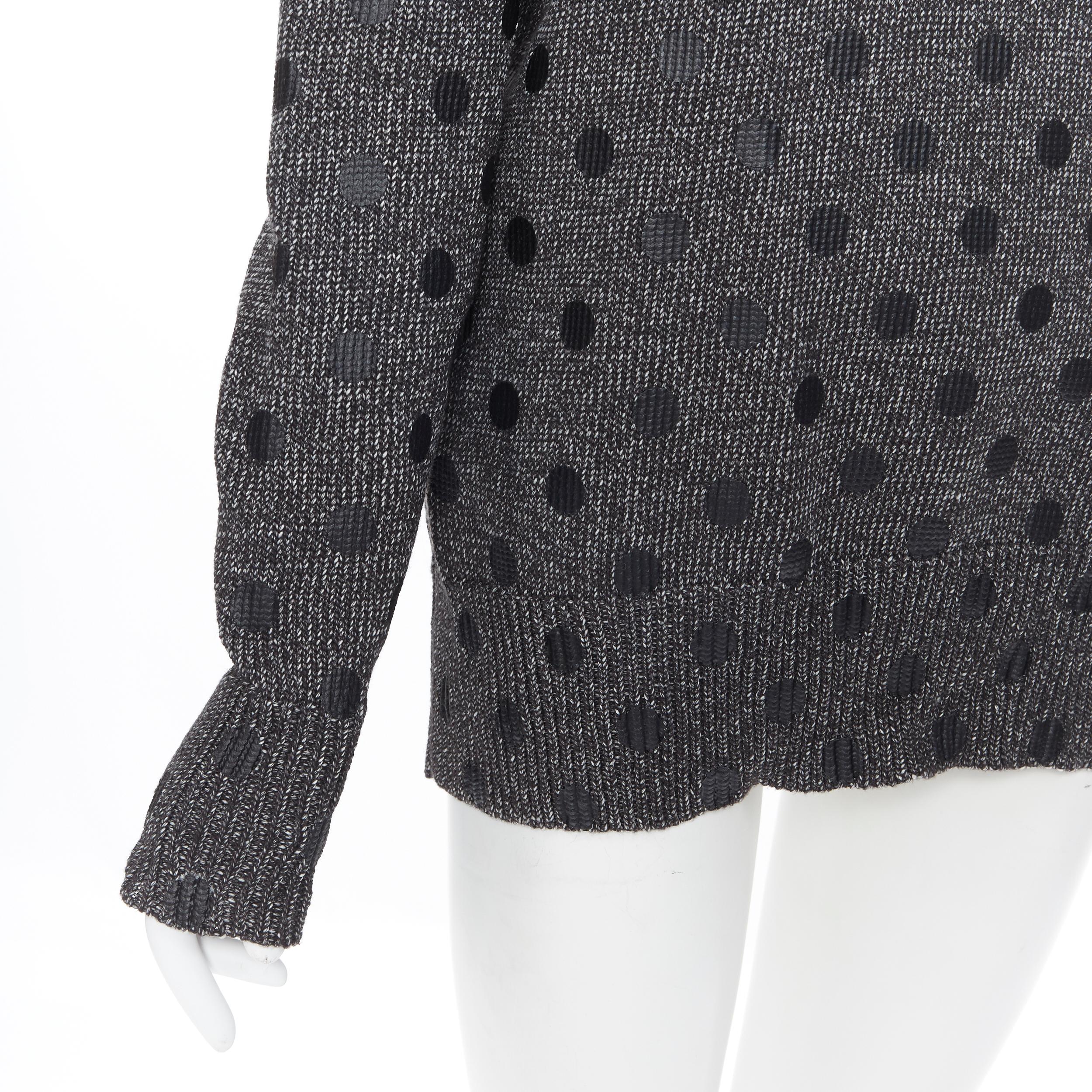 MARKUS LUPFER cotton blend knit grey polka dot printed oversized sweater L For Sale 3