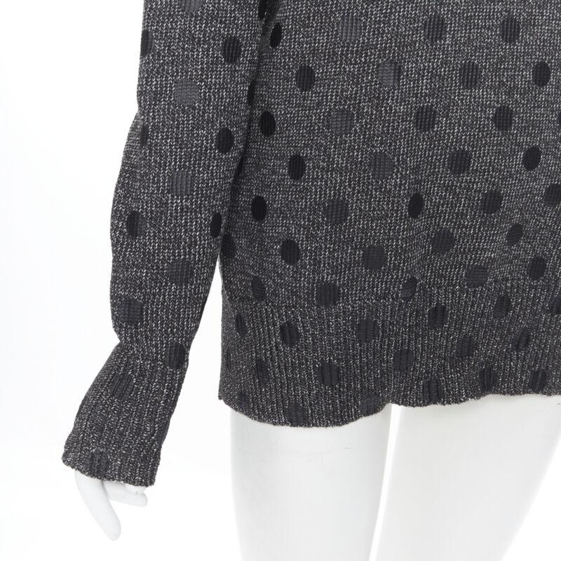 MARKUS LUPFER pull surdimensionné en tricot de coton mélangé gris à pois imprimés L en vente 3
