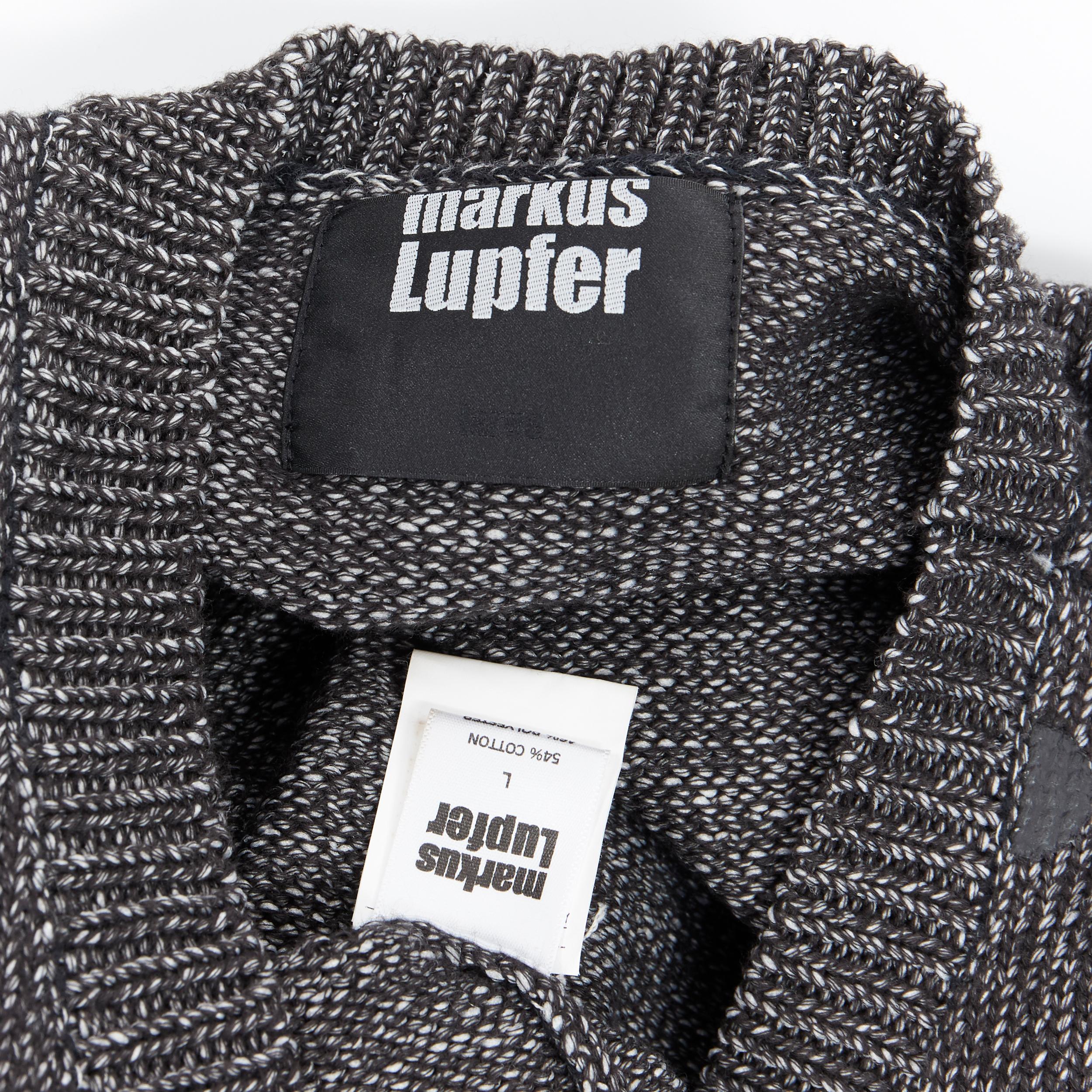 MARKUS LUPFER cotton blend knit grey polka dot printed oversized sweater L For Sale 4