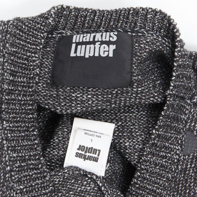 MARKUS LUPFER pull surdimensionné en tricot de coton mélangé gris à pois imprimés L en vente 4