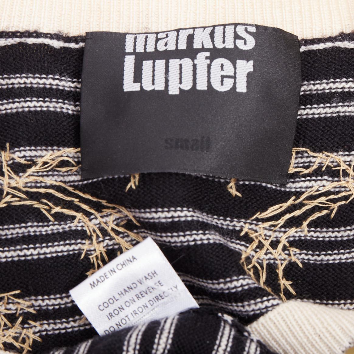 MARKUS LUPFER gold sequins black 100% merino wool striped sweater dress S For Sale 3