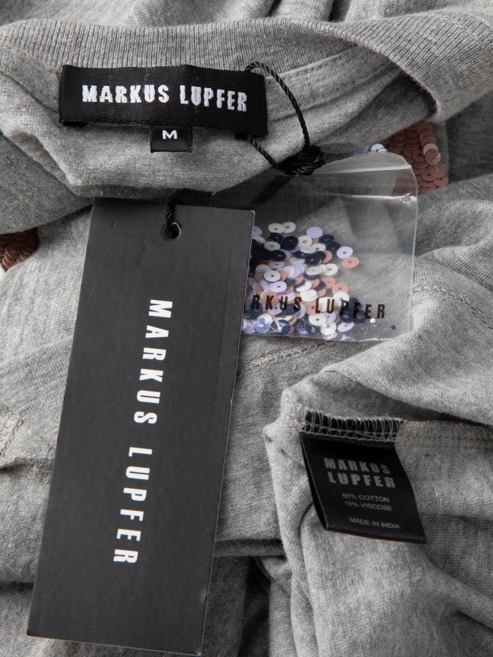 Markus Lupfer Top grigio con paillettes a forma di labbra Taglia M in vendita 1