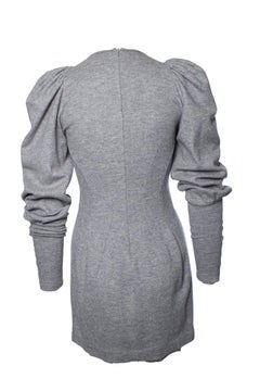 Markus Lupfer, Grey wool dress with balloon sleeves