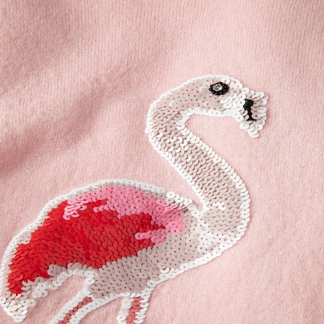 Markus Lupfer Pink Wool Embellished Flamingo Jumper Size XL In Good Condition In London, GB