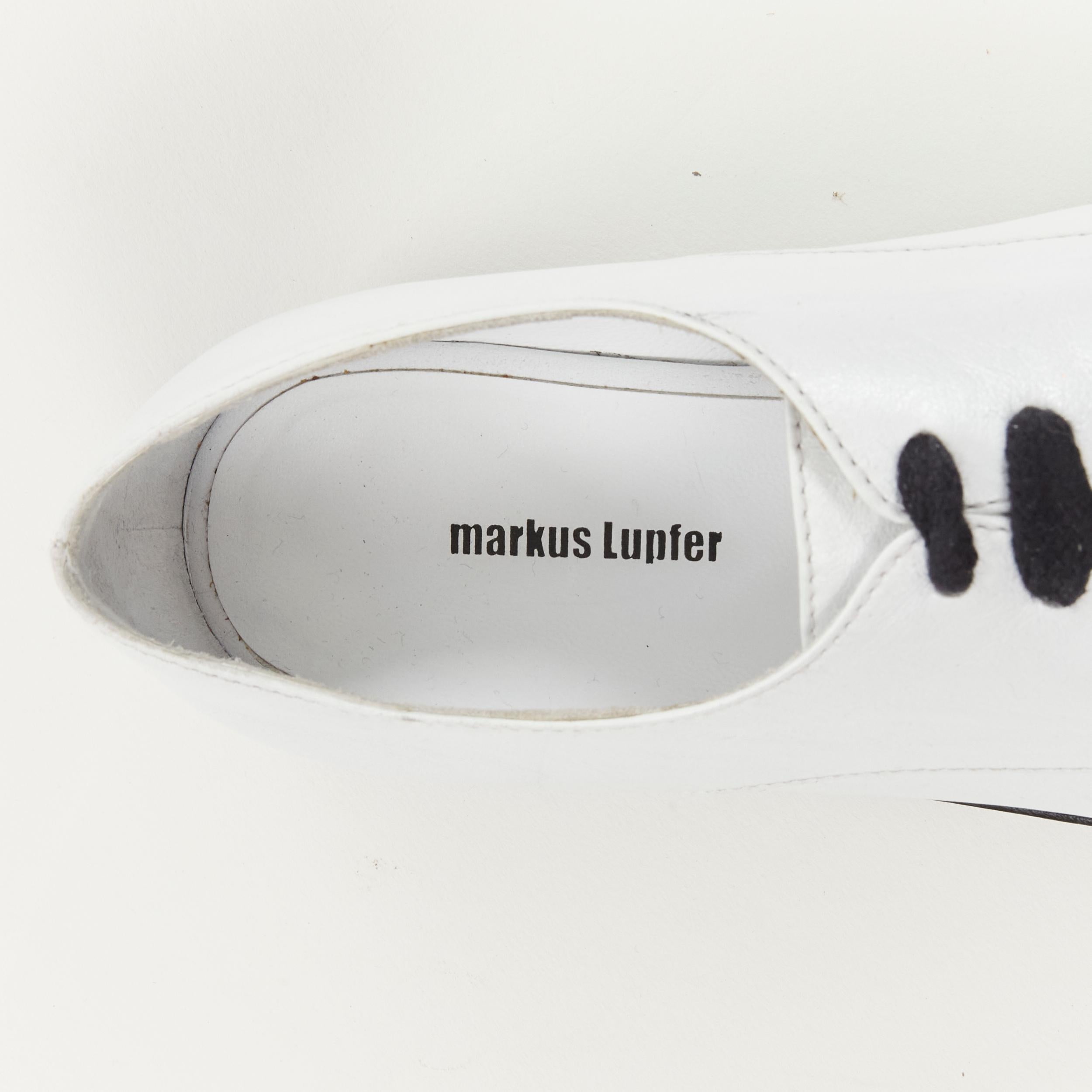 MARKUS LUPFER Signature studded embroidered lips white leather brogue EU36 For Sale 5