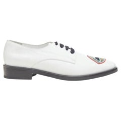 MARKUS LUPFER Signature studded embroidered lips white leather brogue EU36