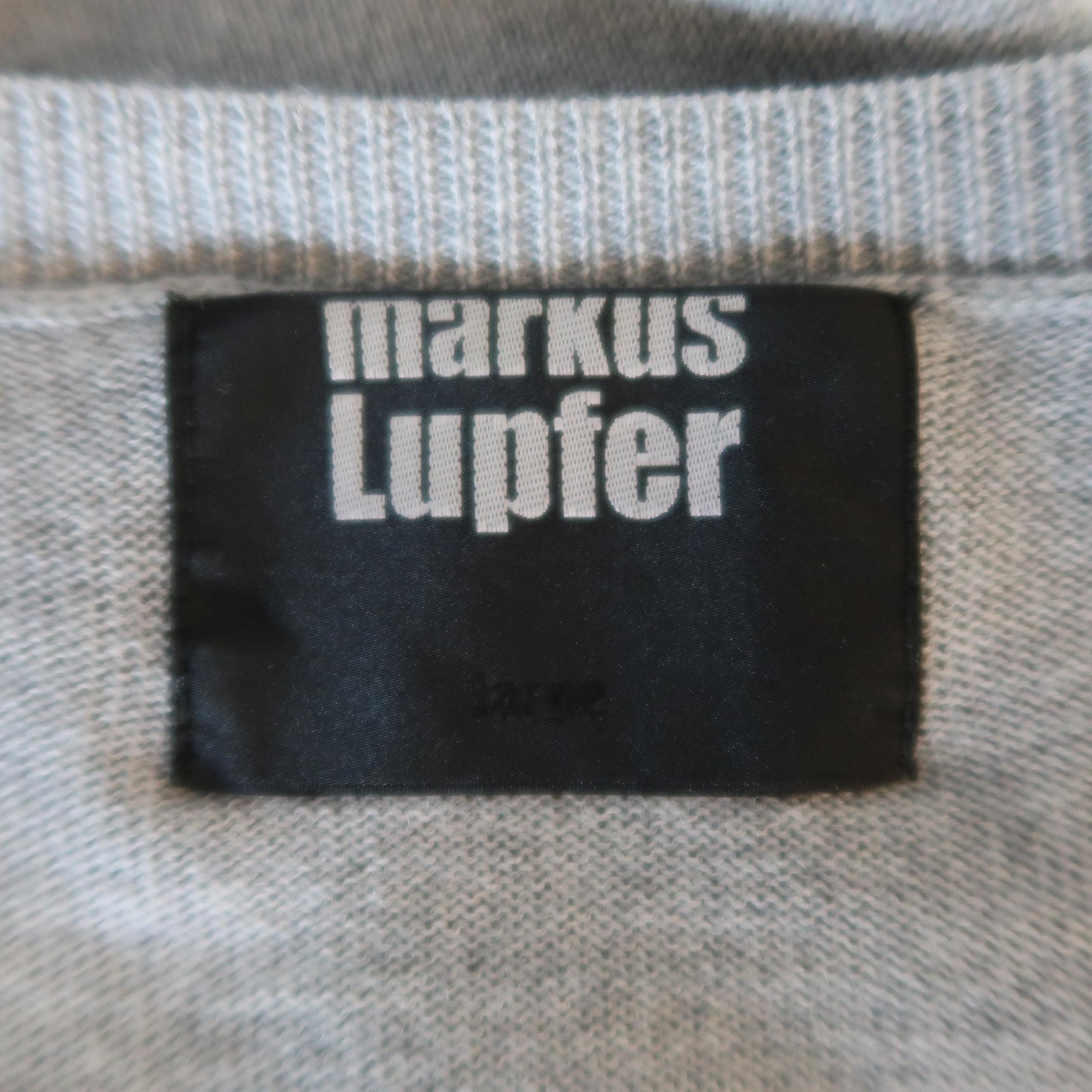 MARKUS LUPFER Size L Gray Sequin Skull Merino Wool Pullover Sweater 2