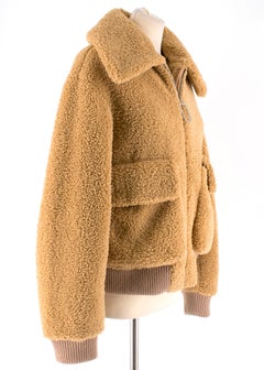 Markus Lupfer Tan Faux-Shearling Bomber Jacket SIZE US 6