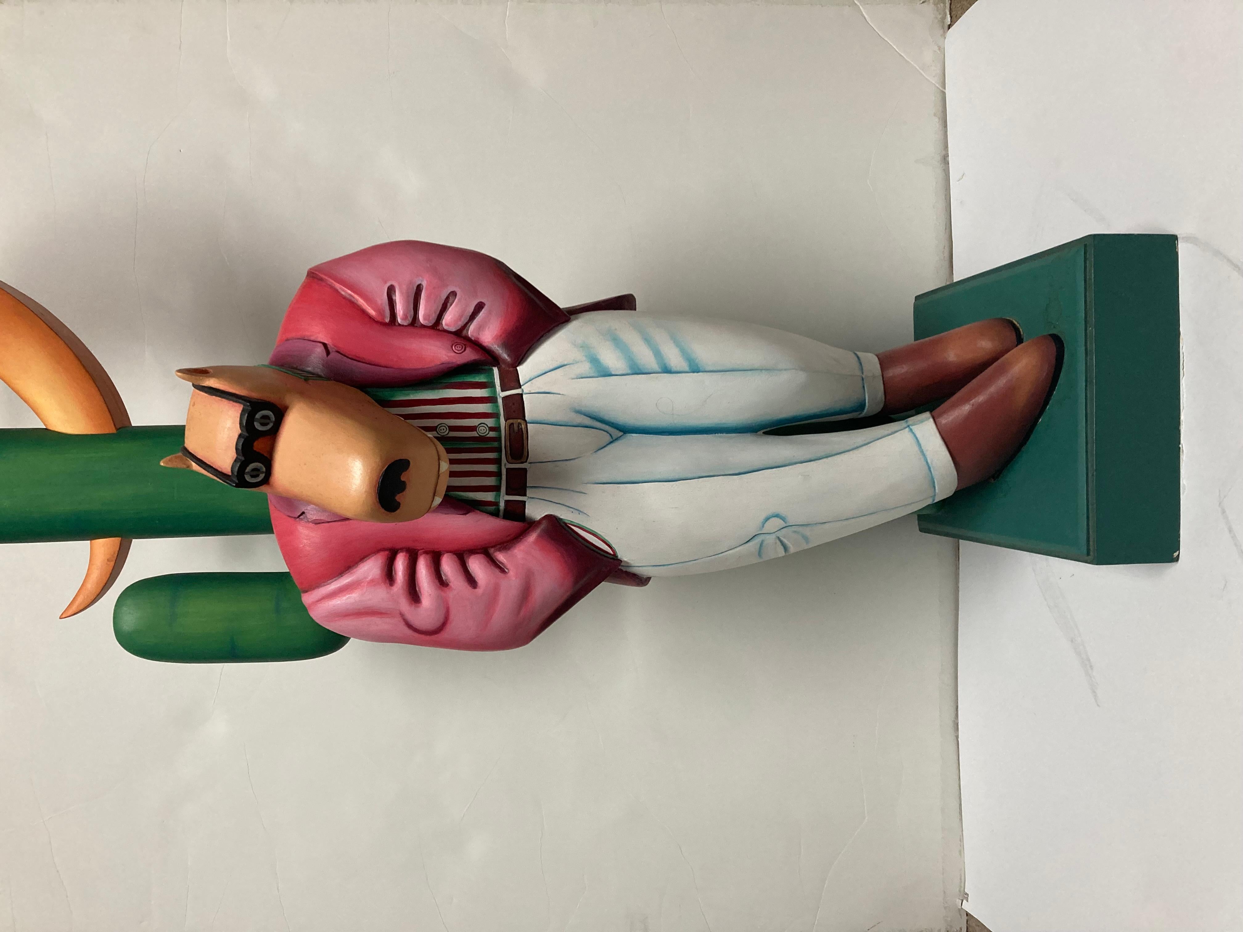 Dies ist ein Markus Pierson Dreaming of Her Sculpture Wood Sculpturer 1987 48 Zoll hoch 50 gemacht. Maße 48x12. In gutem Zustand