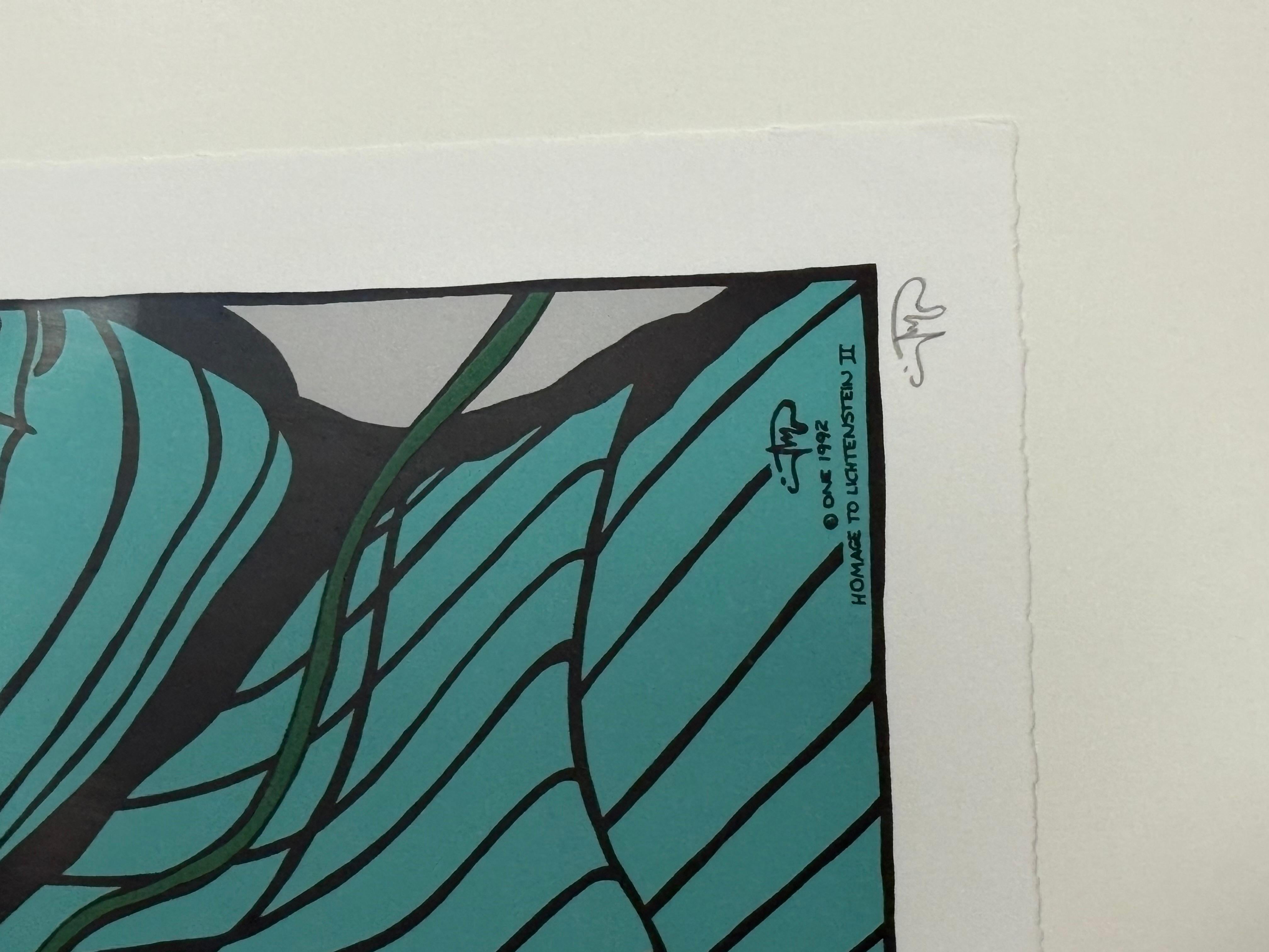 Markus Pierson Omaggio a Roy Lichtenstein litografie  
Serigrafia originale
Firmato dall'artista e da 
Numero ridotto di soli 25 esemplari in totale
Il primo della serie creata nel 1992
24 1/2 x 21 3/4