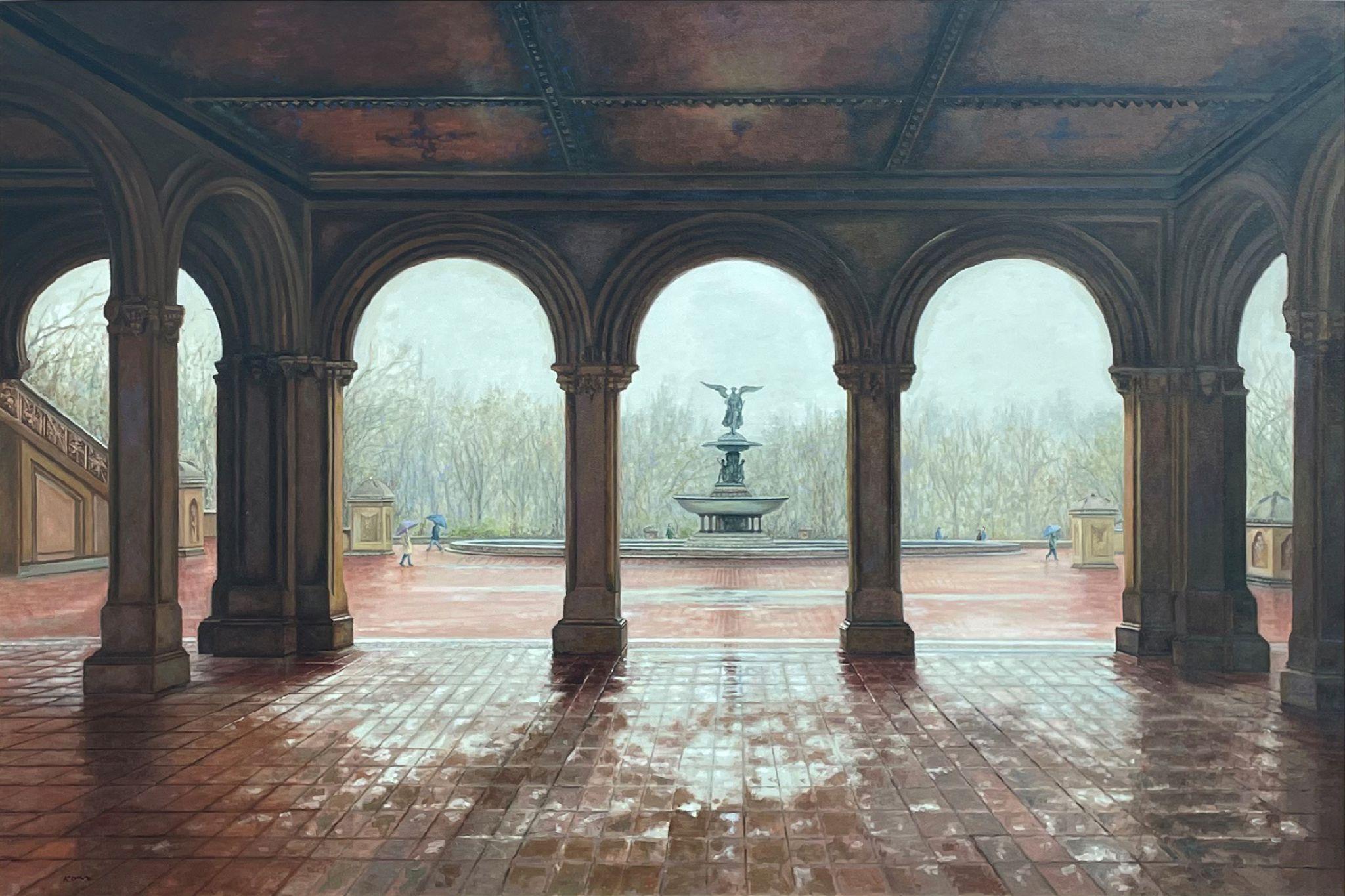 Landscape Painting Marla Korr - Arcade de Bethesda Terrace (Central Park)