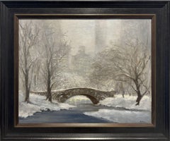 Gapstow Bridge at Dusk in Snow