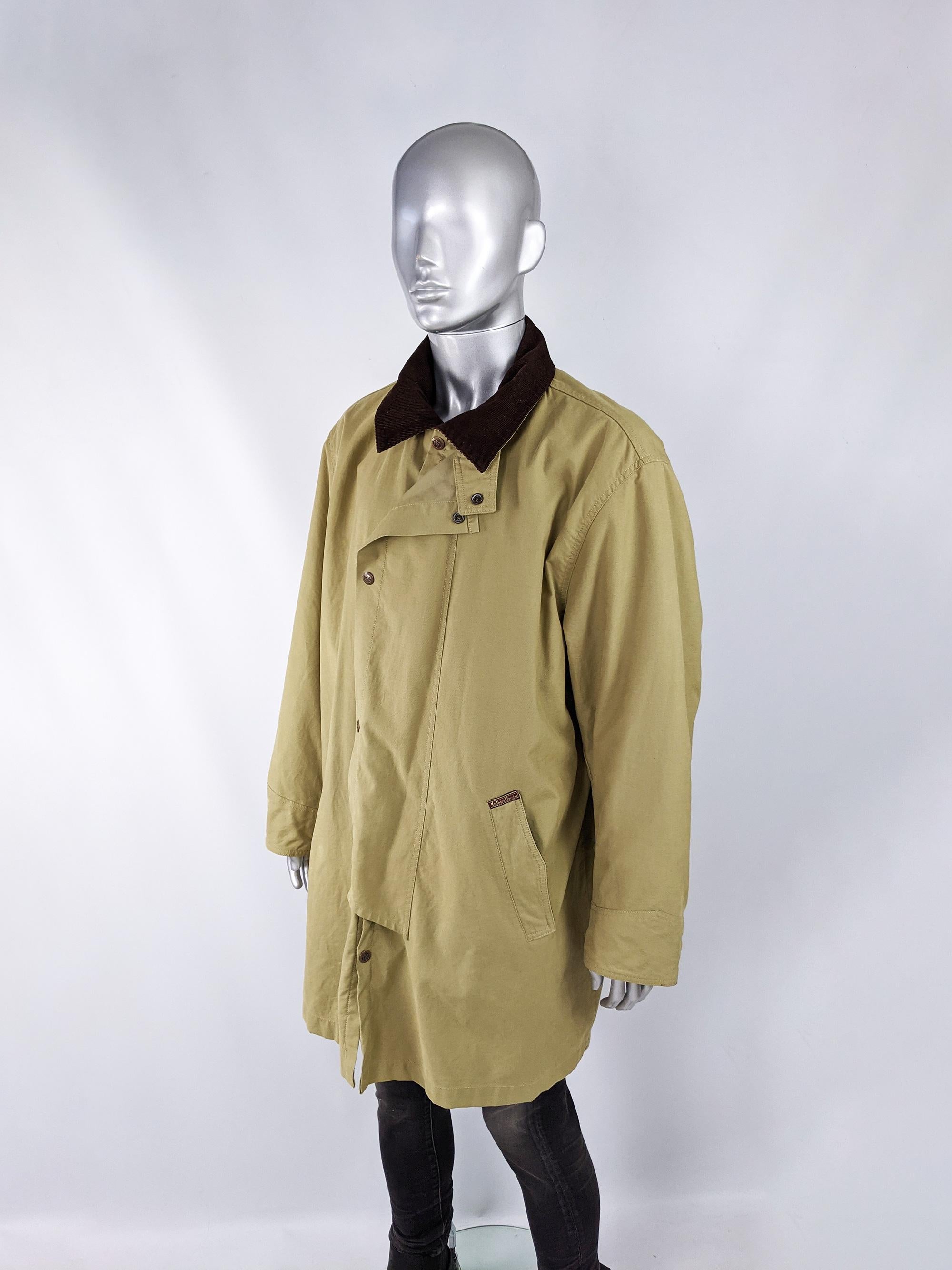 Brown Marlboro Classics Vintage Mens Corduroy Collar Inverness Cape Trench Coat 
