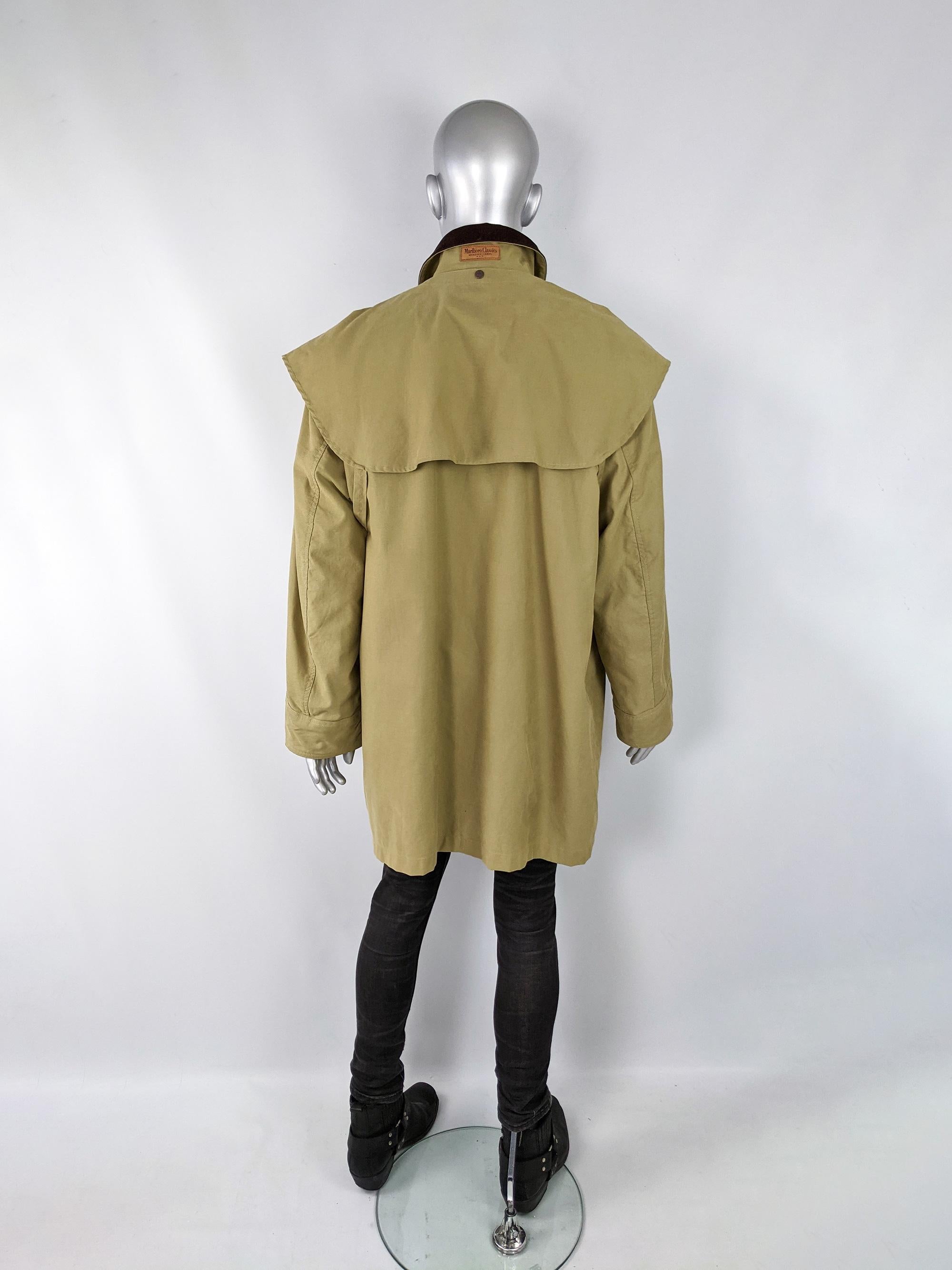 Marlboro Classics Vintage Mens Corduroy Collar Inverness Cape Trench Coat In Excellent Condition For Sale In Doncaster, South Yorkshire