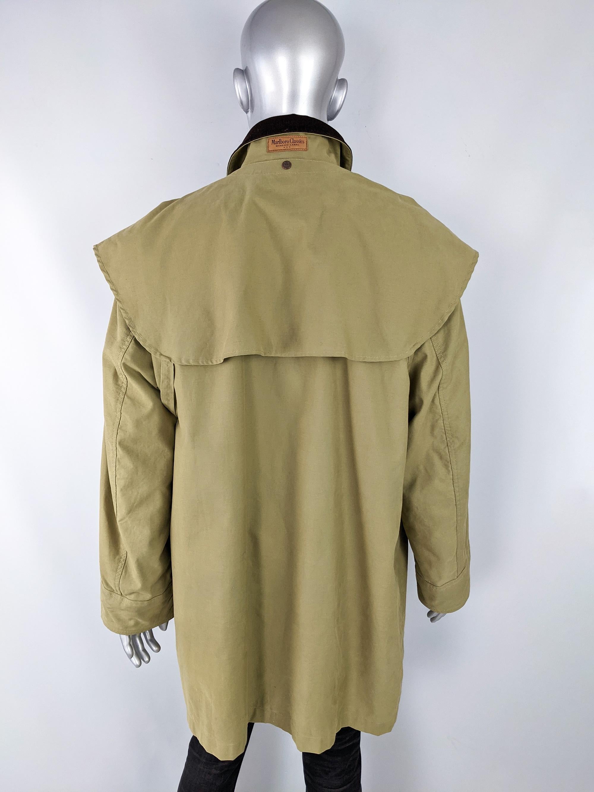 Marlboro Classics Vintage Mens Corduroy Collar Inverness Cape Trench Coat  1