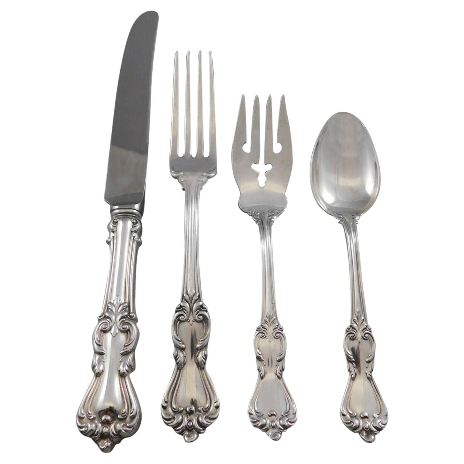 Marlborough by Reed and Barton Sterling Silver Flatware Set for 12 Service 56 Pc For Sale