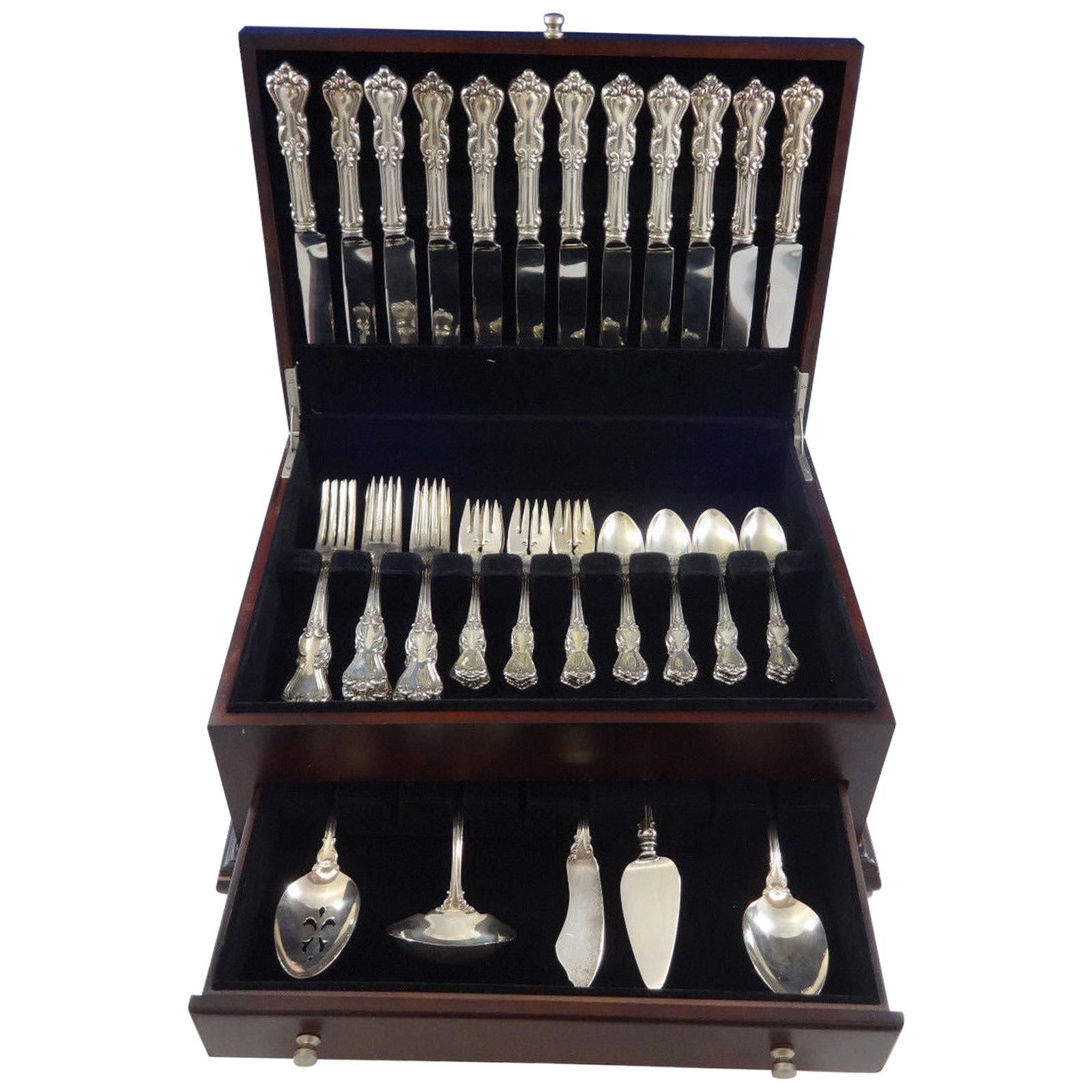 Marlborough by Reed & Barton Sterling Silver Dinner Flatware Set Service 53 Pcs For Sale