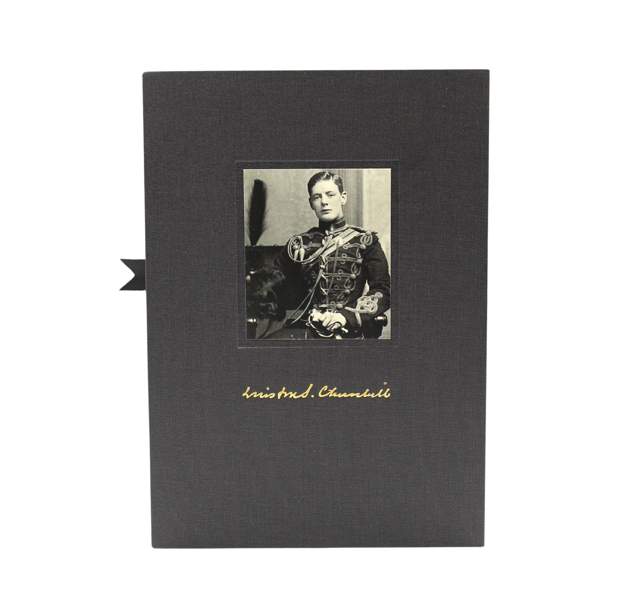 Churchill, Winston S. Marlborough: His Life and Times. London: George G. Harrap & Co. Ltd., 1933, 1934, 1936, 1938. First Editions. Four Volumes Set. Rebound in ¼ gray Moroccan leather and cloth boards, with raised bands, gilt titles, and tooling to