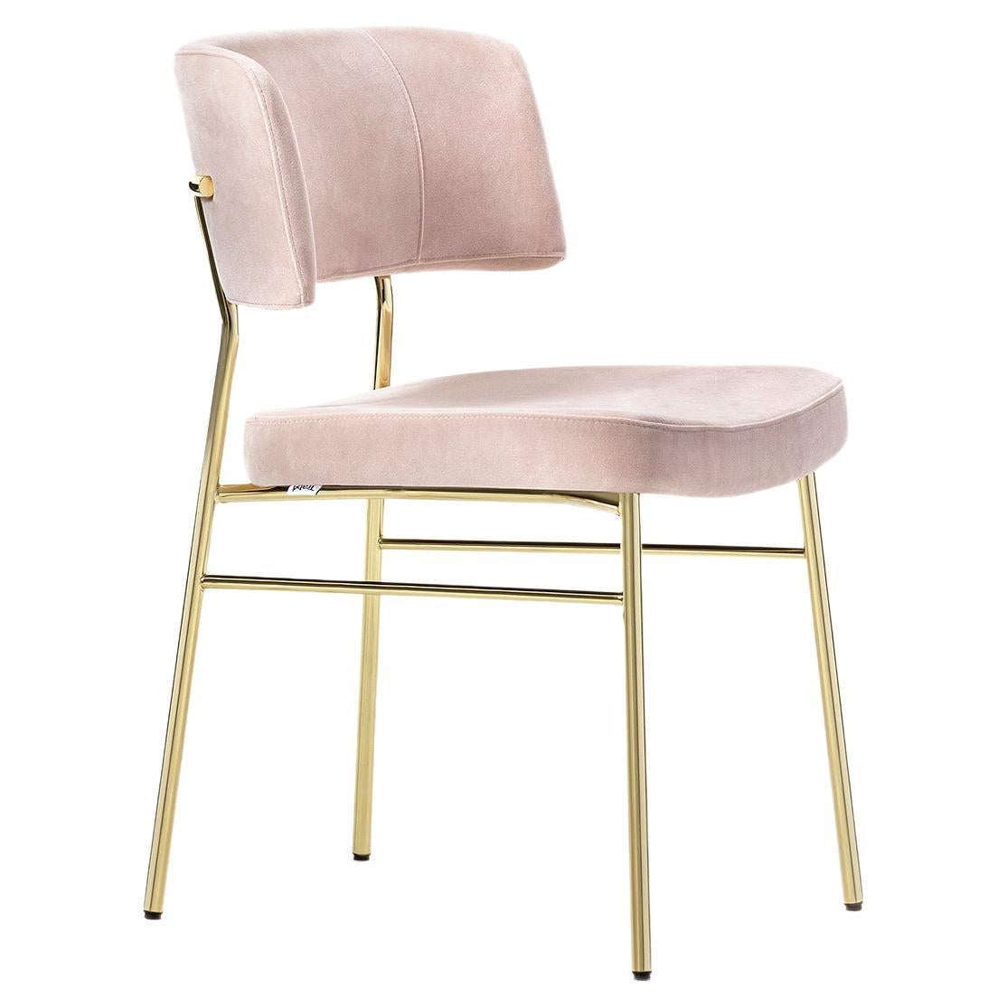 Chaise Marlene 0161, Rose, Indoor, Chaise, Laiton brillant, Home, Contract, Living
