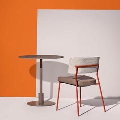 Marlen Met Im Beige Fabric & Brick-Red Metal Chair by EP Studio