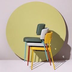 Marlen Met Im Green Leather & Turquoise Metal Chair by EP Studio