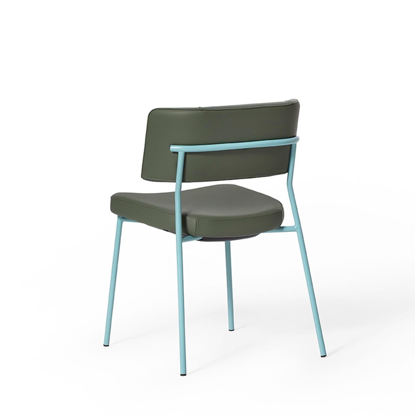 Chaise Marlen Met Im en cuir vert et métal turquoise par EP Studio en vente 2