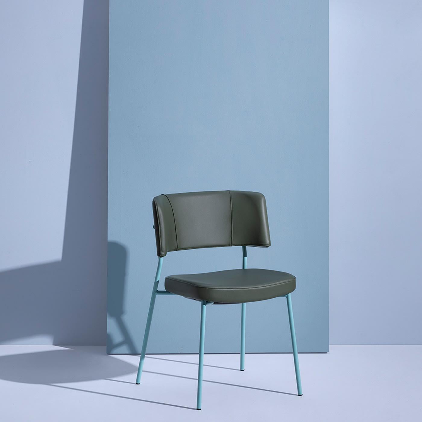 Chaise Marlen Met Im en cuir vert et métal turquoise par EP Studio en vente 3