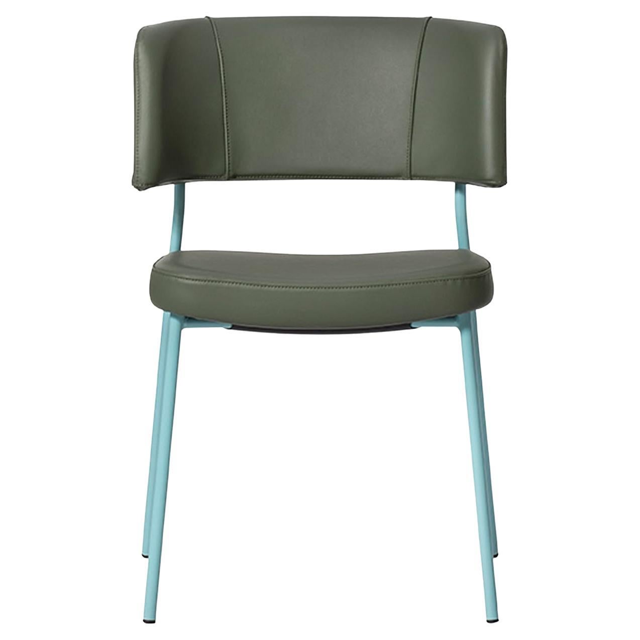 Chaise Marlen Met Im en cuir vert et métal turquoise par EP Studio en vente