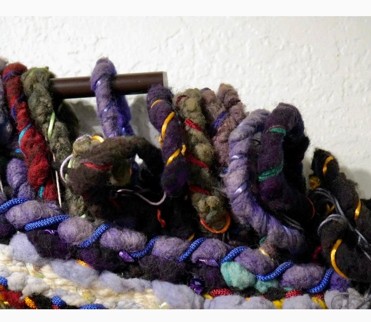 Large Handmade Tapestry Textile Wall Hanging Wool Mixed Media Marlene Richard For Sale 7