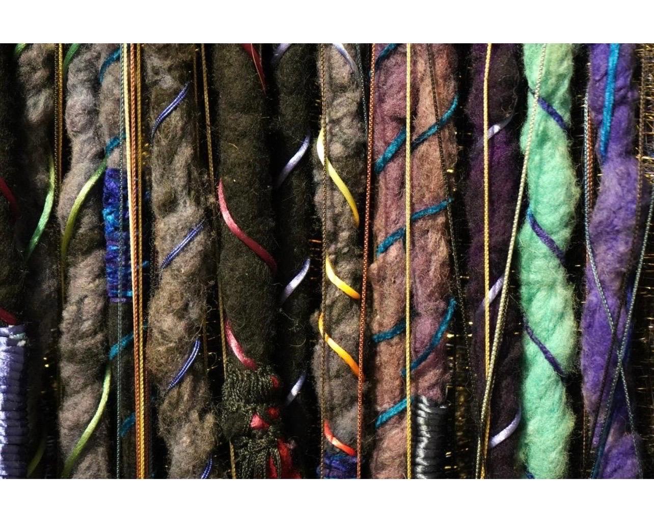 Large Handmade Tapestry Textile Wall Hanging Wool Mixed Media Marlene Richard For Sale 8