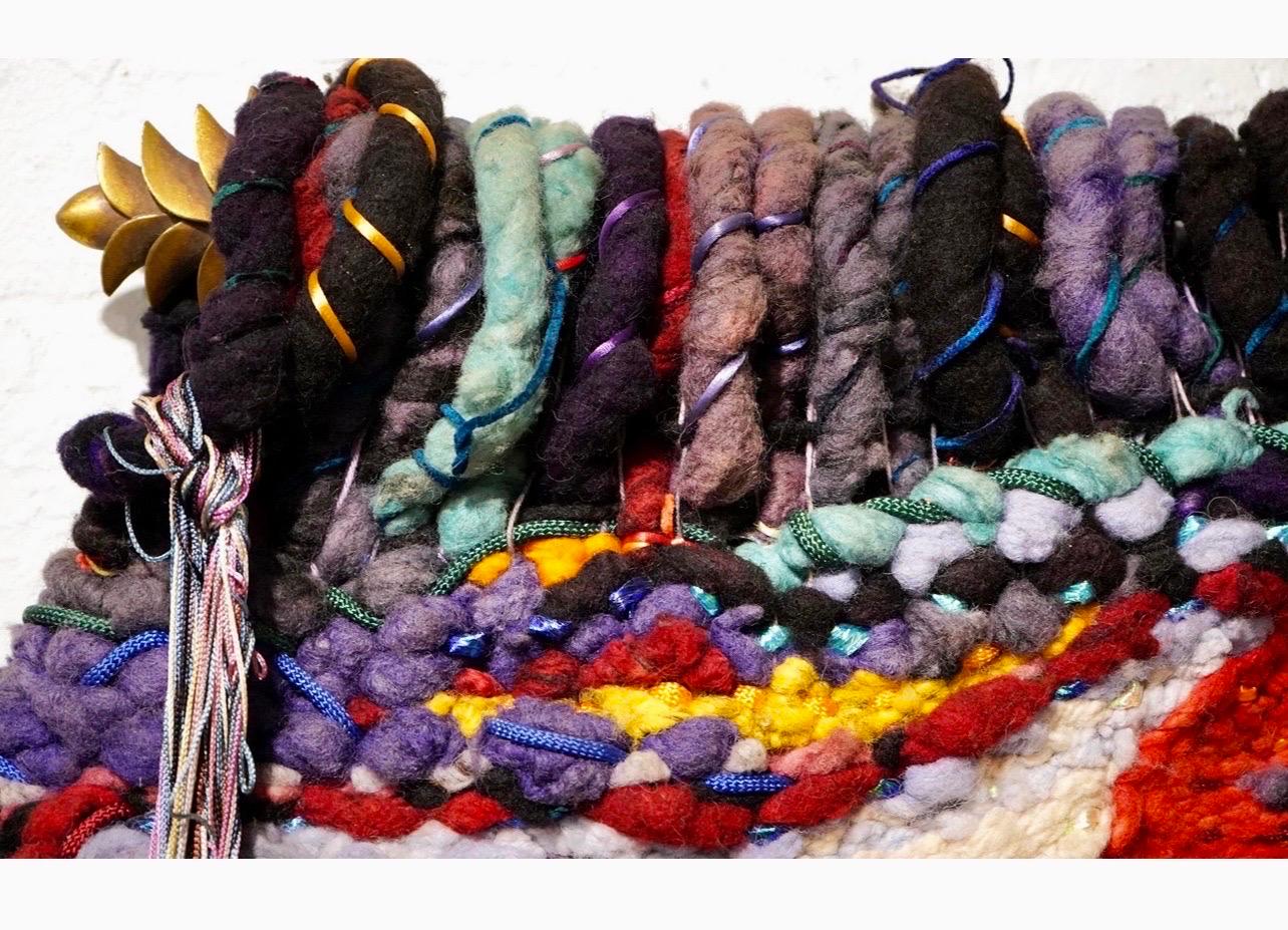 Large Handmade Tapestry Textile Wall Hanging Wool Mixed Media Marlene Richard For Sale 9