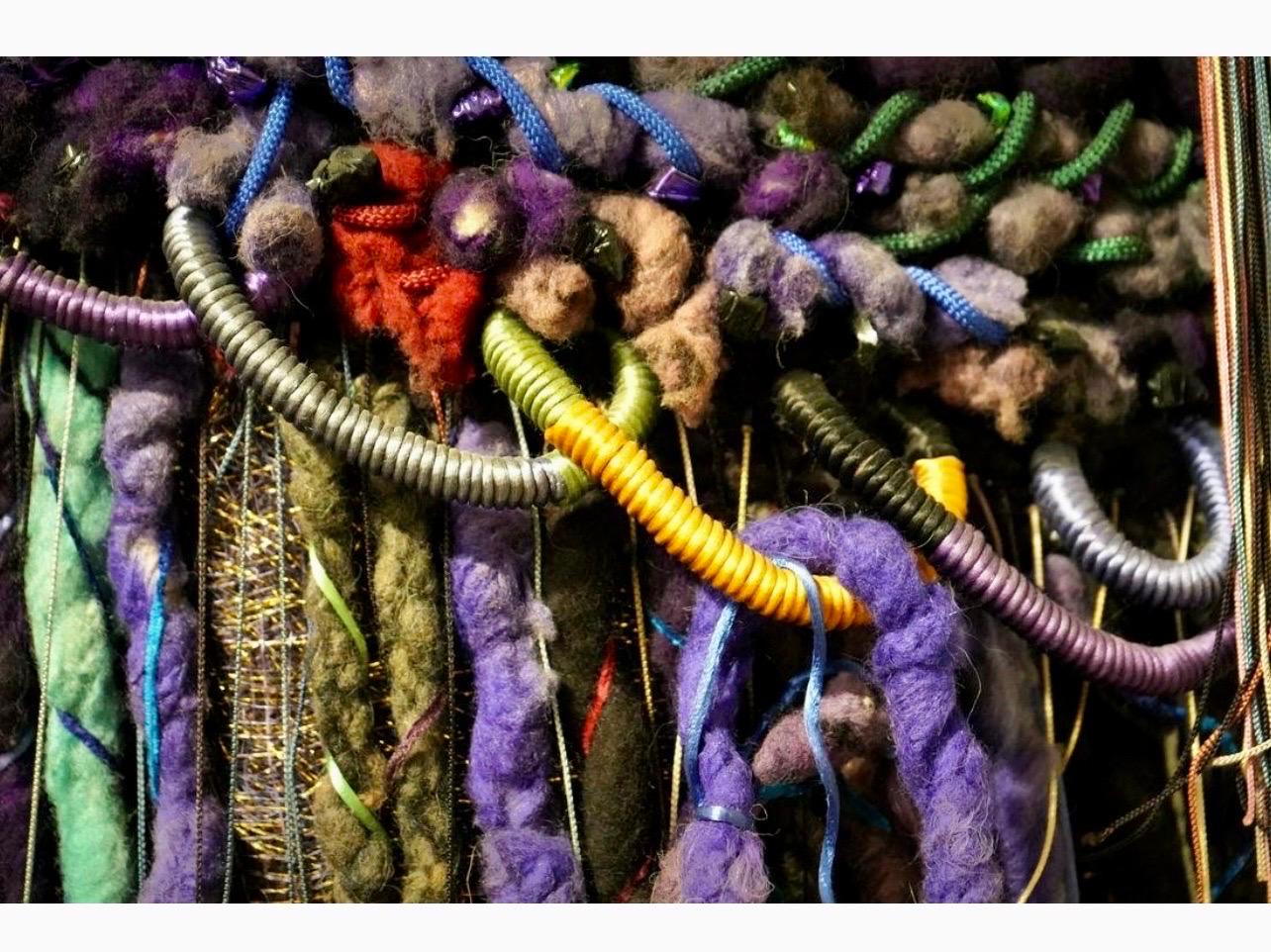 Large Handmade Tapestry Textile Wall Hanging Wool Mixed Media Marlene Richard For Sale 11