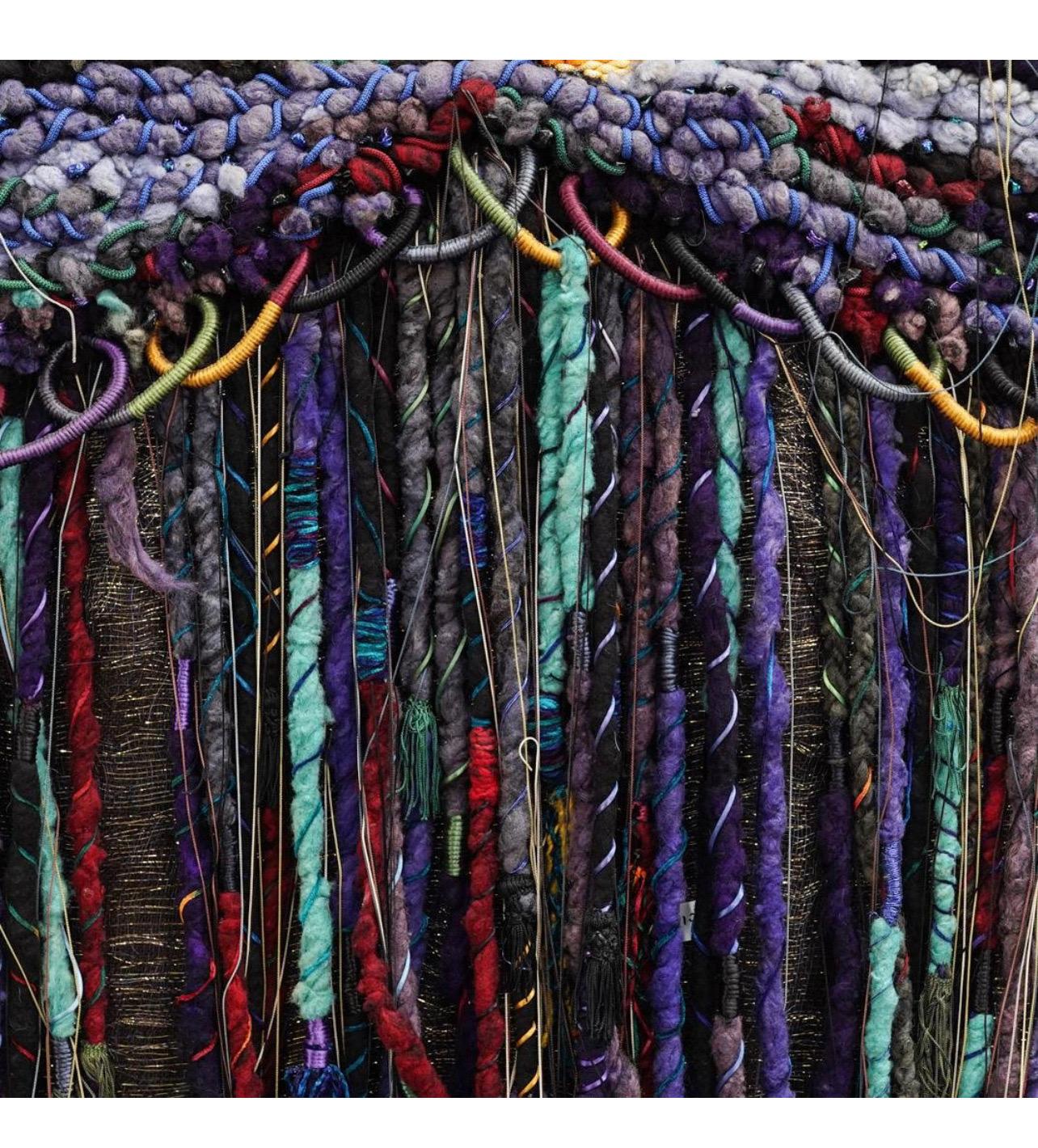 Large Handmade Tapestry Textile Wall Hanging Wool Mixed Media Marlene Richard For Sale 12