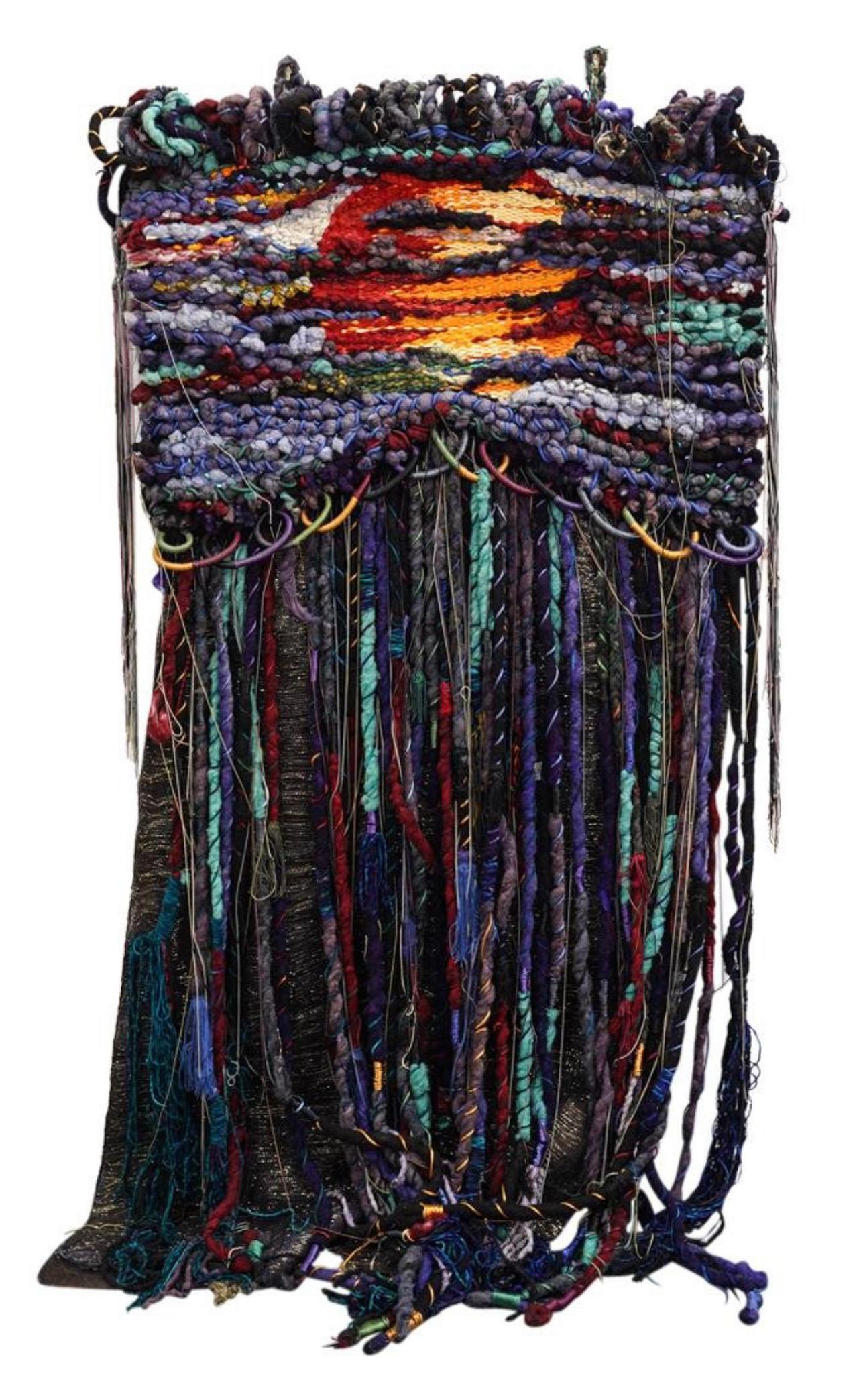 Large Handmade Tapestry Textile Wall Hanging Wool Mixed Media Marlene Richard For Sale 13