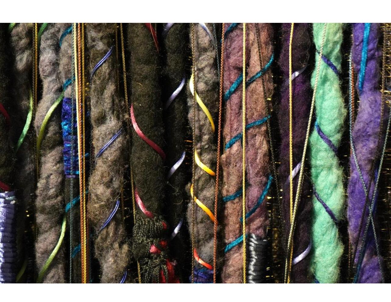 Large Handmade Tapestry Textile Wall Hanging Wool Mixed Media Marlene Richard For Sale 14