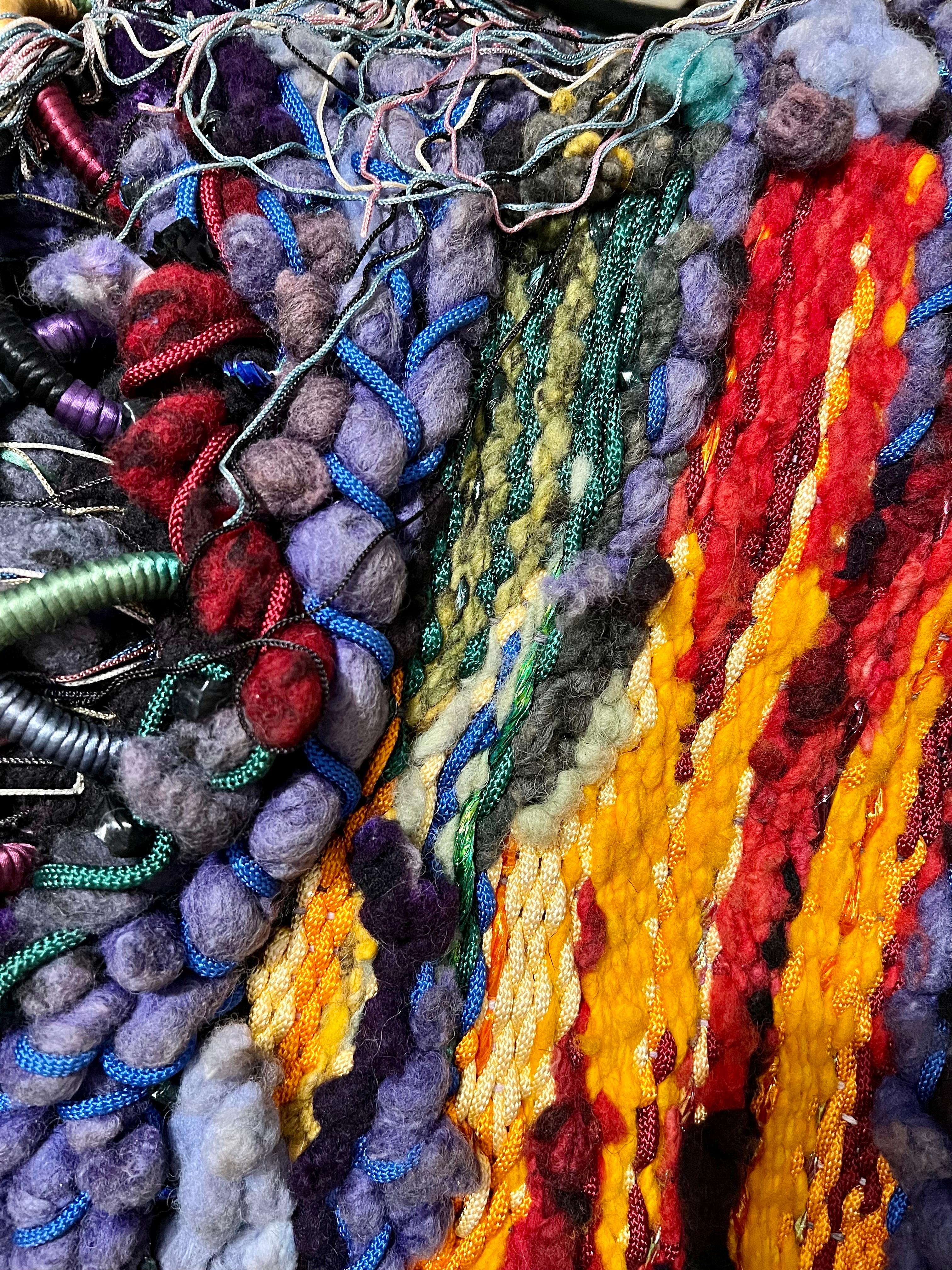 Large Handmade Tapestry Textile Wall Hanging Wool Mixed Media Marlene Richard For Sale 15