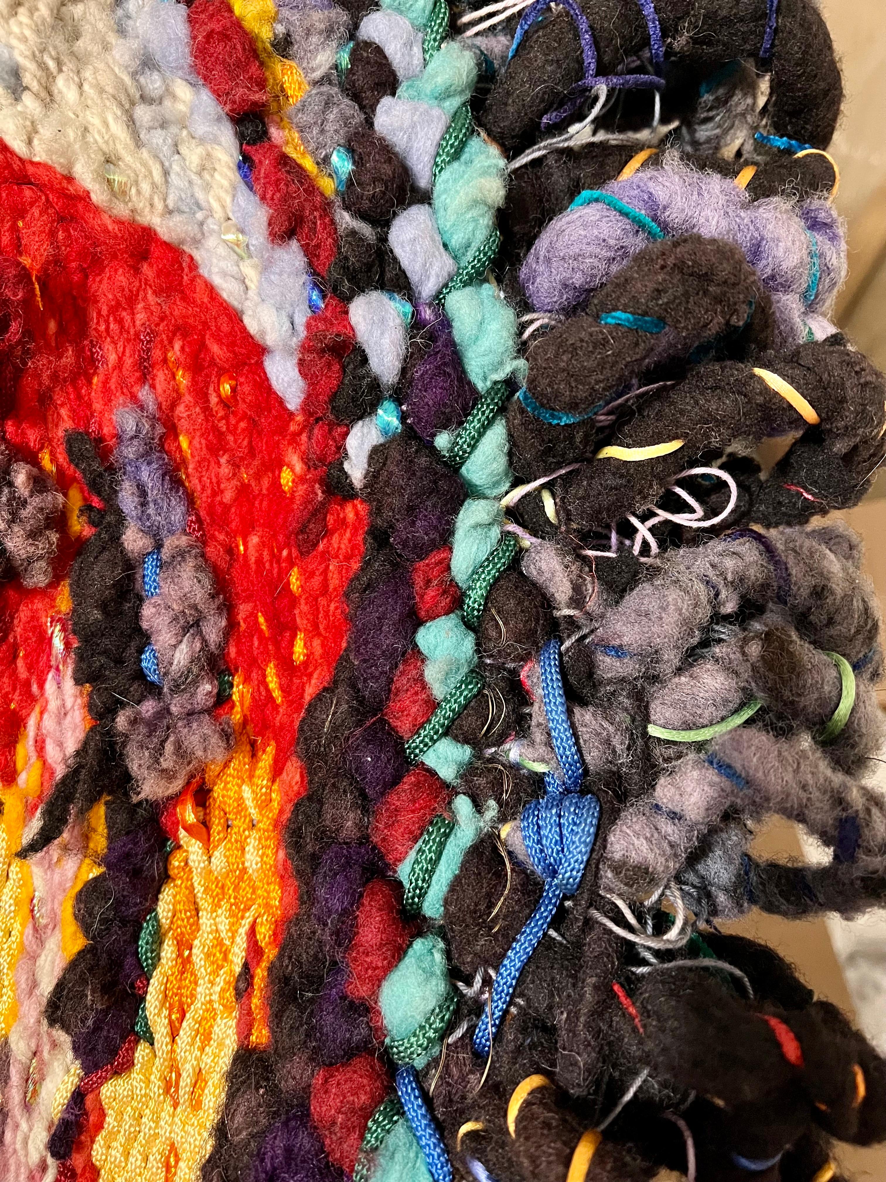 Large Handmade Tapestry Textile Wall Hanging Wool Mixed Media Marlene Richard For Sale 16