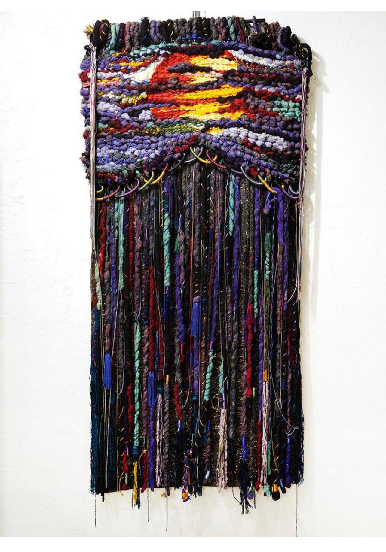Large Handmade Tapestry Textile Wall Hanging Wool Mixed Media Marlene Richard - Contemporary Mixed Media Art by Marlen Richard
