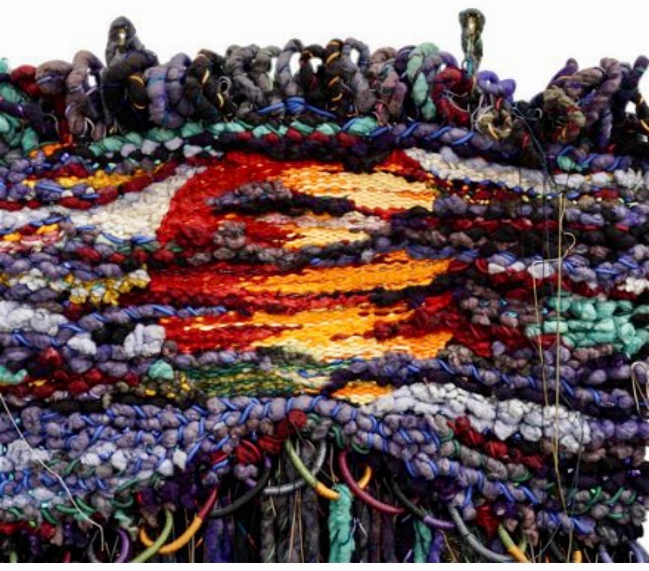 Large Handmade Tapestry Textile Wall Hanging Wool Mixed Media Marlene Richard For Sale 1