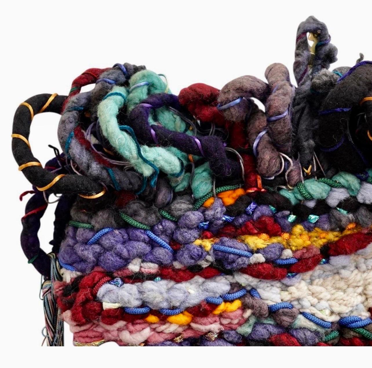 Large Handmade Tapestry Textile Wall Hanging Wool Mixed Media Marlene Richard For Sale 2