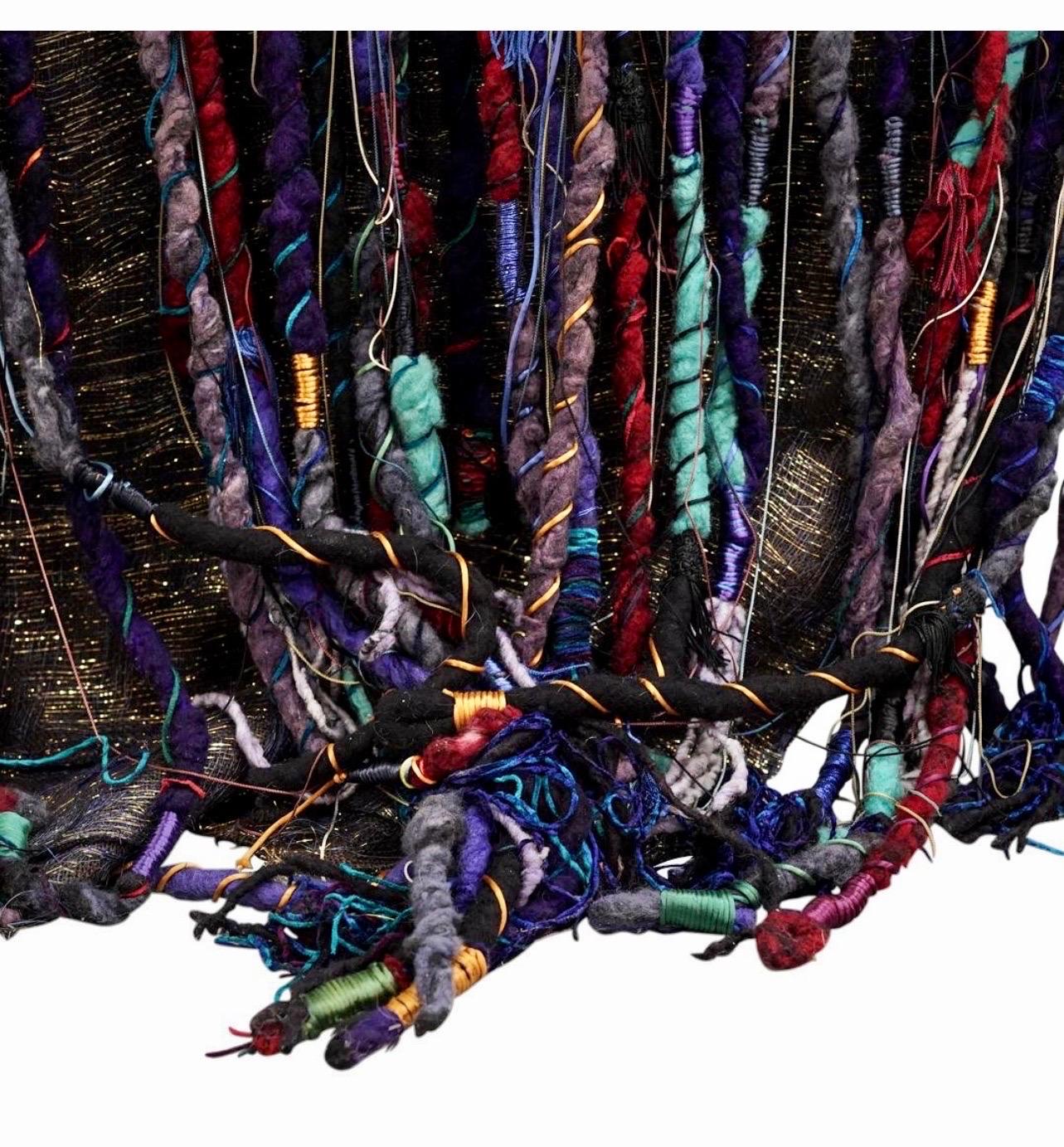 Large Handmade Tapestry Textile Wall Hanging Wool Mixed Media Marlene Richard For Sale 3