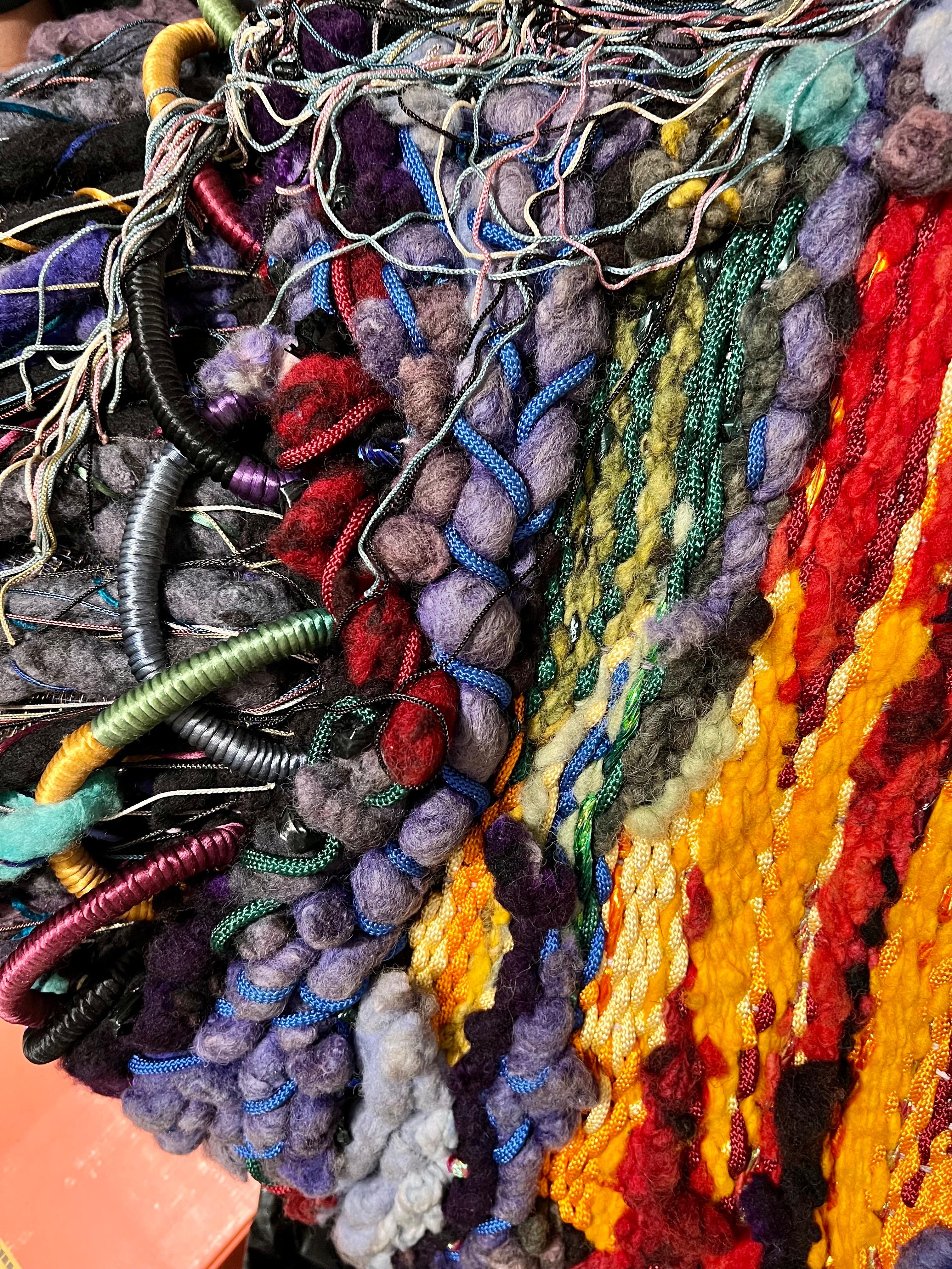 Large Handmade Tapestry Textile Wall Hanging Wool Mixed Media Marlene Richard For Sale 5