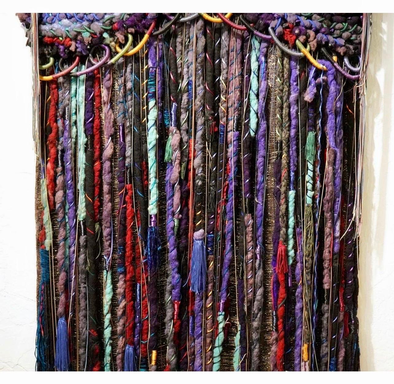 Large Handmade Tapestry Textile Wall Hanging Wool Mixed Media Marlene Richard For Sale 6